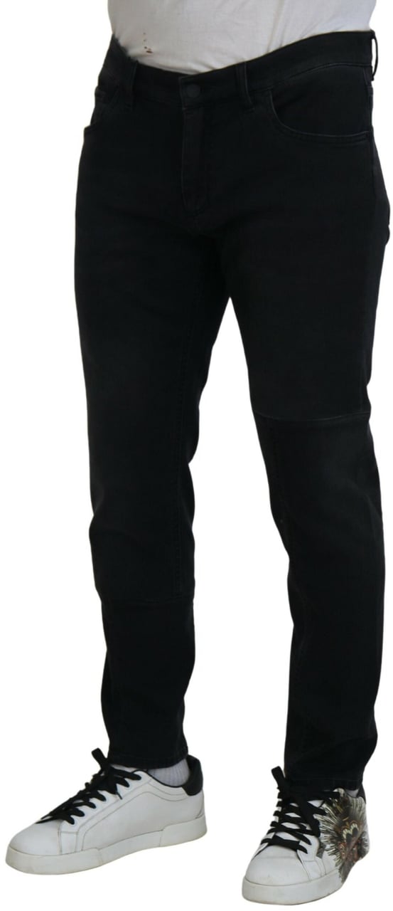 Dolce & Gabbana Black Angel Embroidery Skinny Denim Jeans Zwart