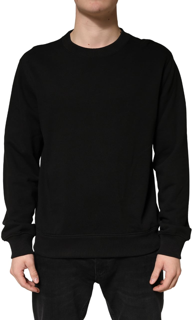 Dolce & Gabbana Sweater Black Cotton Crewneck Sweatshirt Zwart