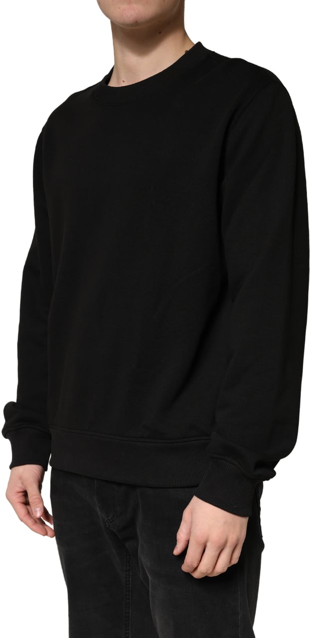 Dolce & Gabbana Sweater Black Cotton Crewneck Sweatshirt Zwart