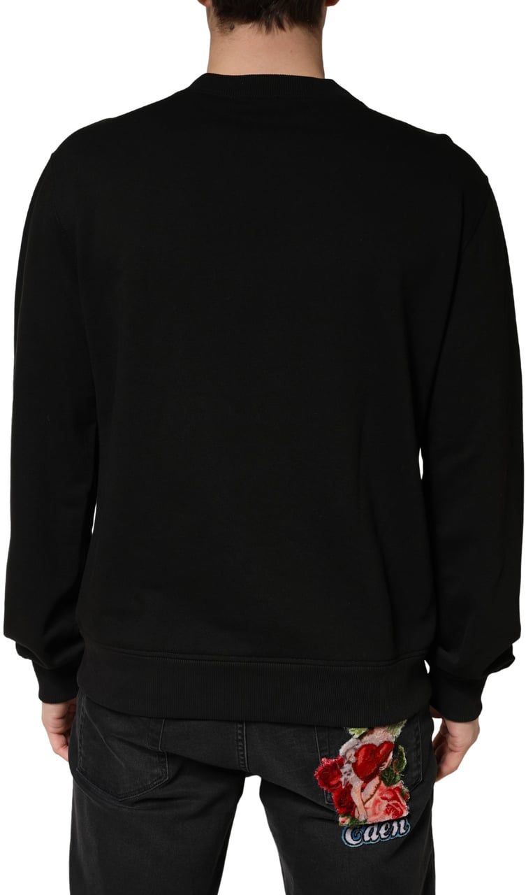 Dolce & Gabbana Sweater Black Cotton Crewneck Sweatshirt Zwart