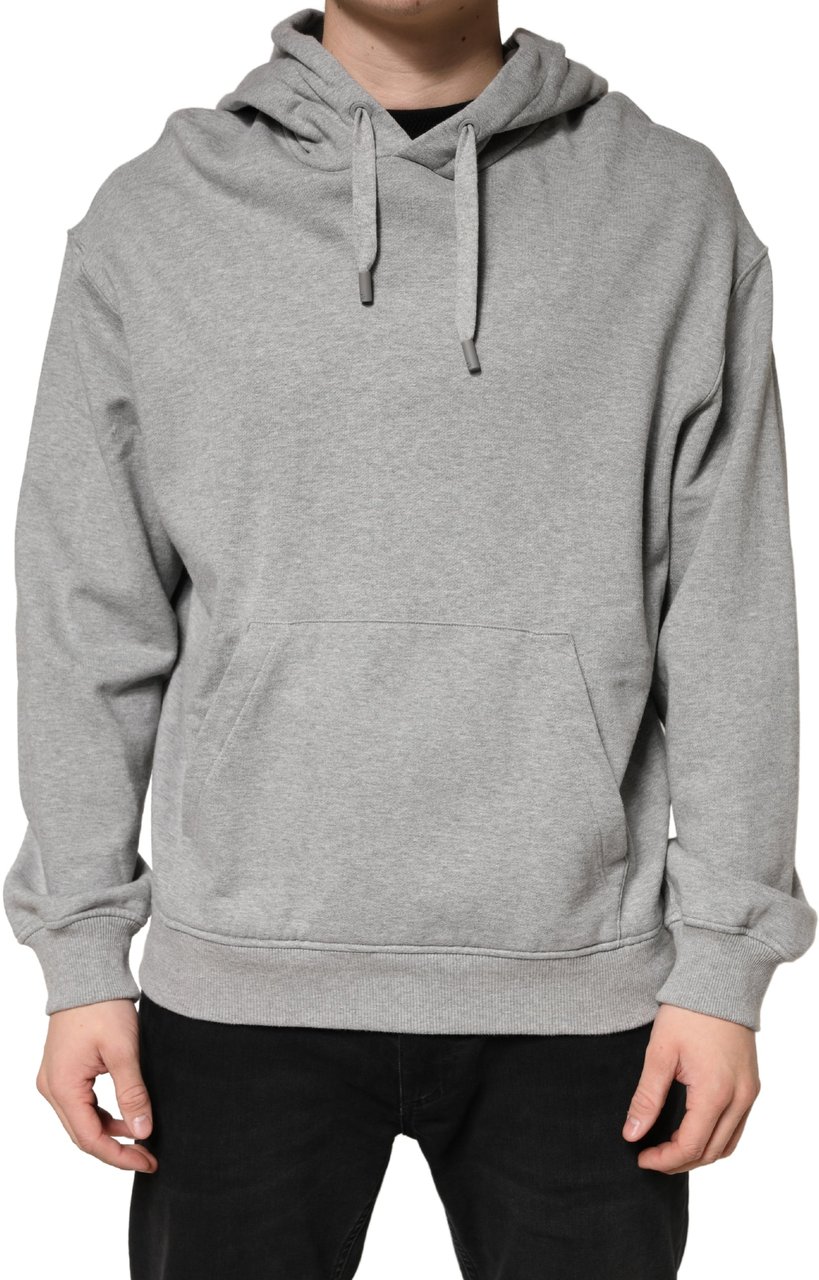 Dolce & Gabbana Gray Cotton Hooded Sweatshirt Sweater Grijs