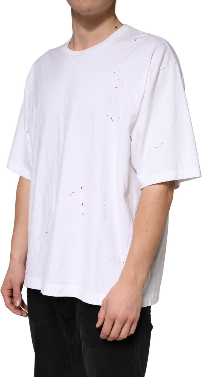 Dolce & Gabbana White Cotton Crewneck Short Sleeve T-Shirt Wit