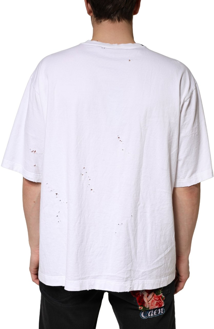 Dolce & Gabbana White Cotton Crewneck Short Sleeve T-Shirt Wit