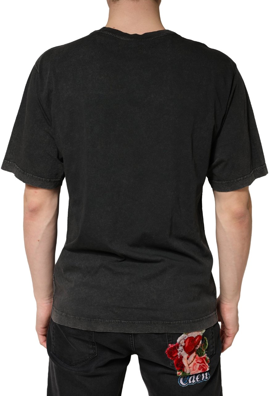 Dolce & Gabbana Black Cotton Crewneck Short Sleeve T-Shirt Zwart