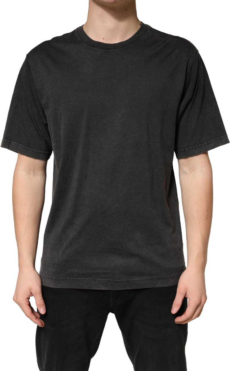 Dolce & Gabbana Black Cotton Crewneck Short Sleeve T-Shirt Zwart