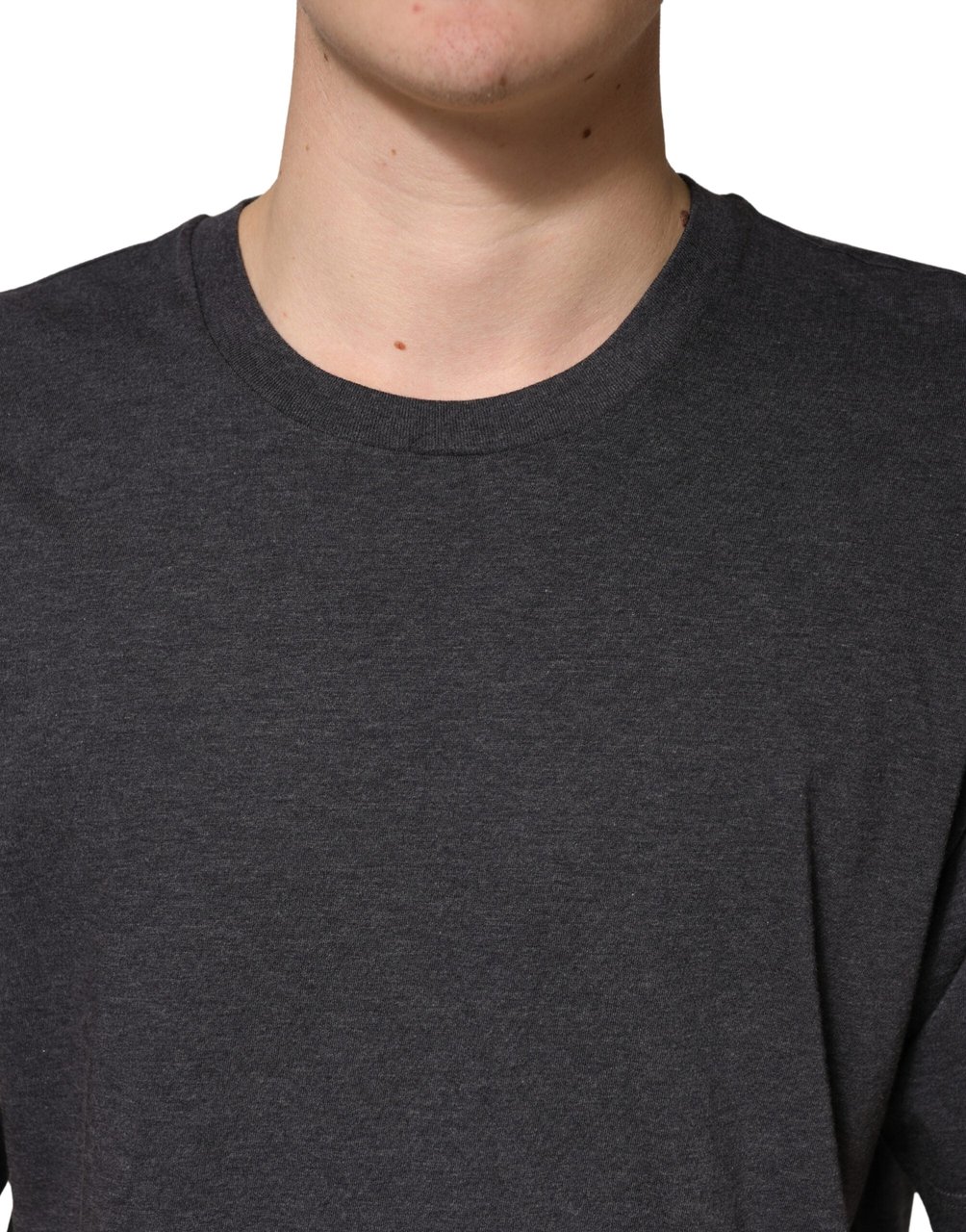 Dolce & Gabbana Dark Grey Cotton Crewneck Short Sleeve Grijs