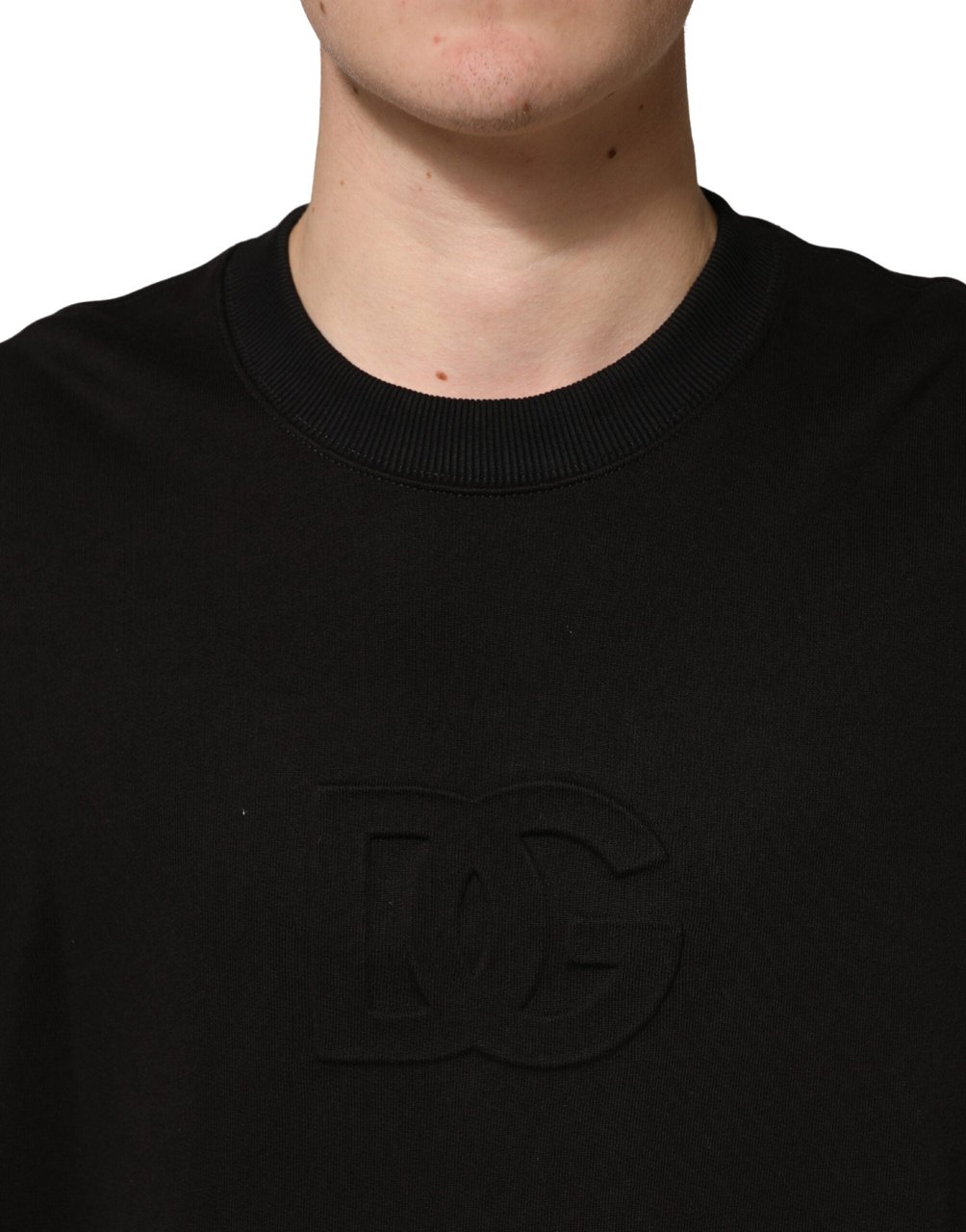 Dolce & Gabbana Black Cotton Crewneck Short Sleeve T-Shirt Zwart