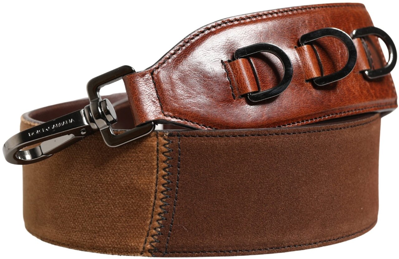 Dolce & Gabbana Brown Horse Velvet Leather Bag Accessory Shoulder Strap Bruin