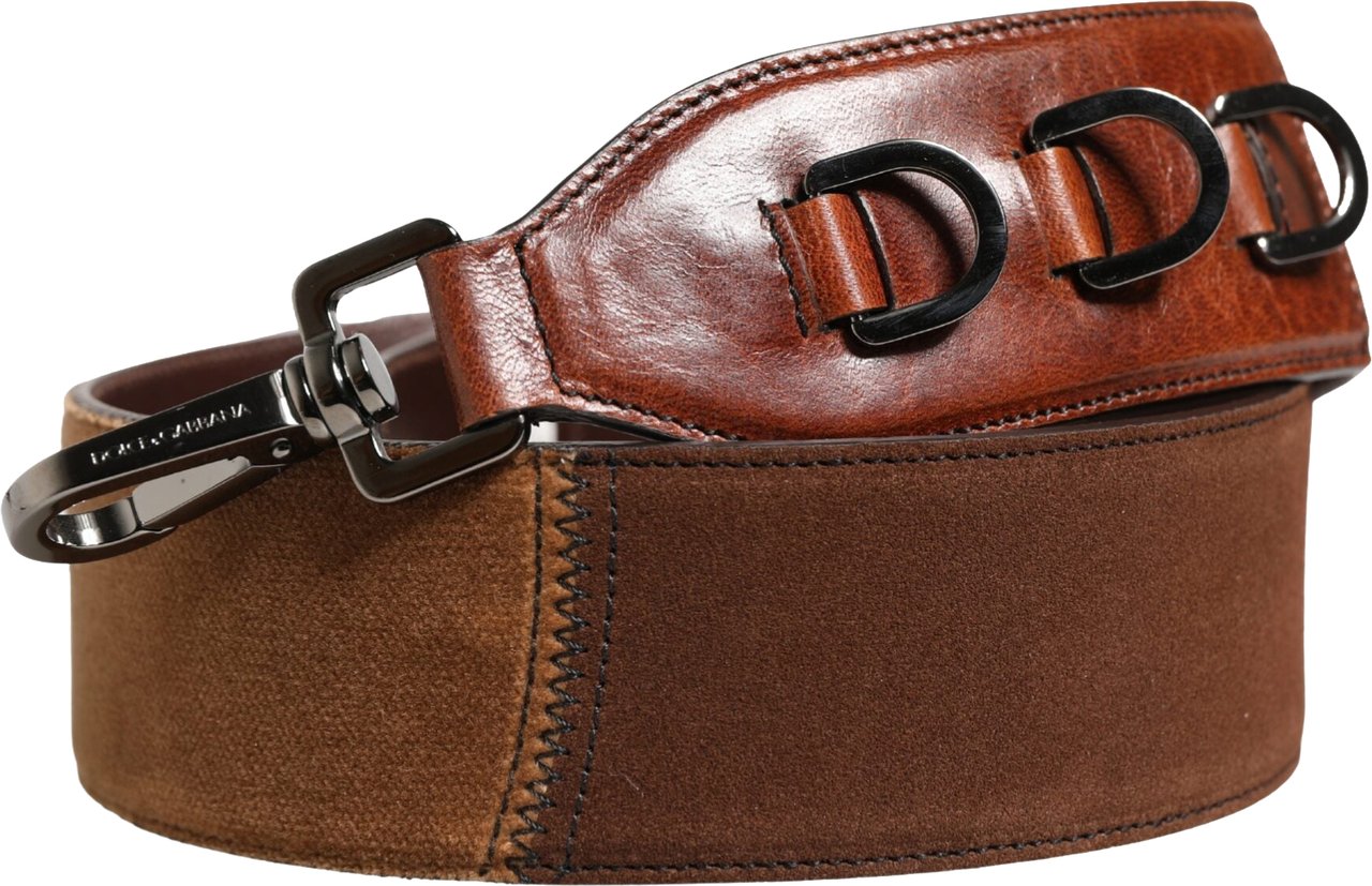 Dolce & Gabbana Brown Horse Velvet Leather Bag Accessory Shoulder Strap Bruin