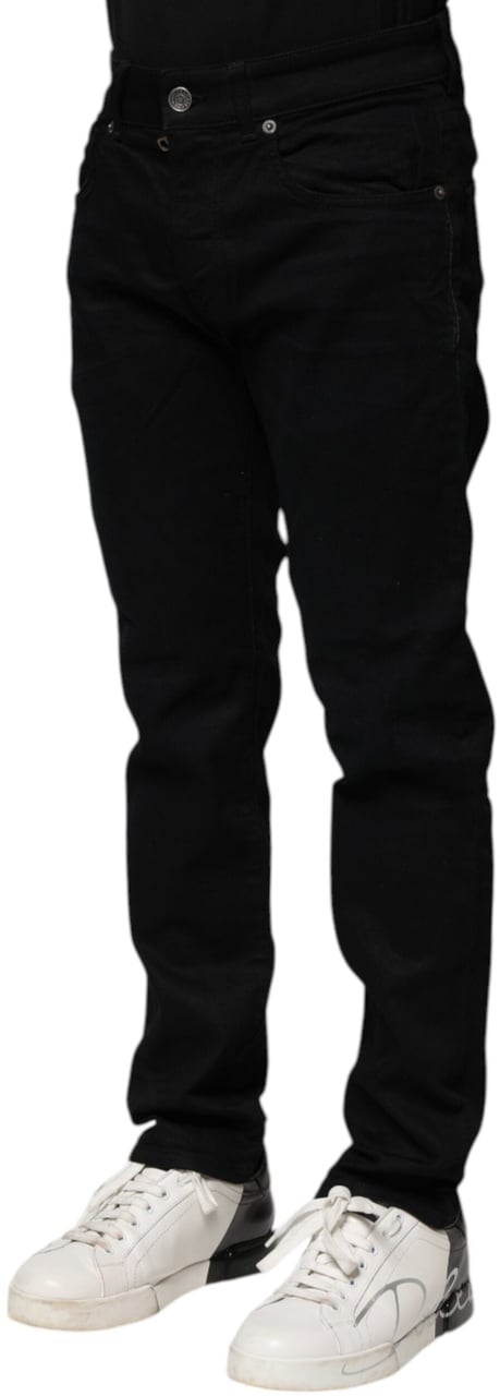 Dolce & Gabbana Black Cotton Skinny Denim Jeans Zwart