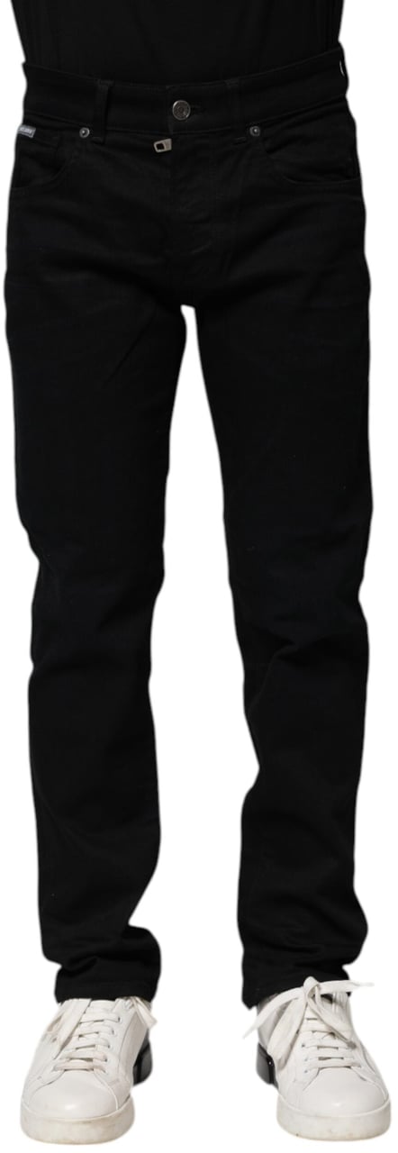 Dolce & Gabbana Black Cotton Skinny Denim Jeans Zwart