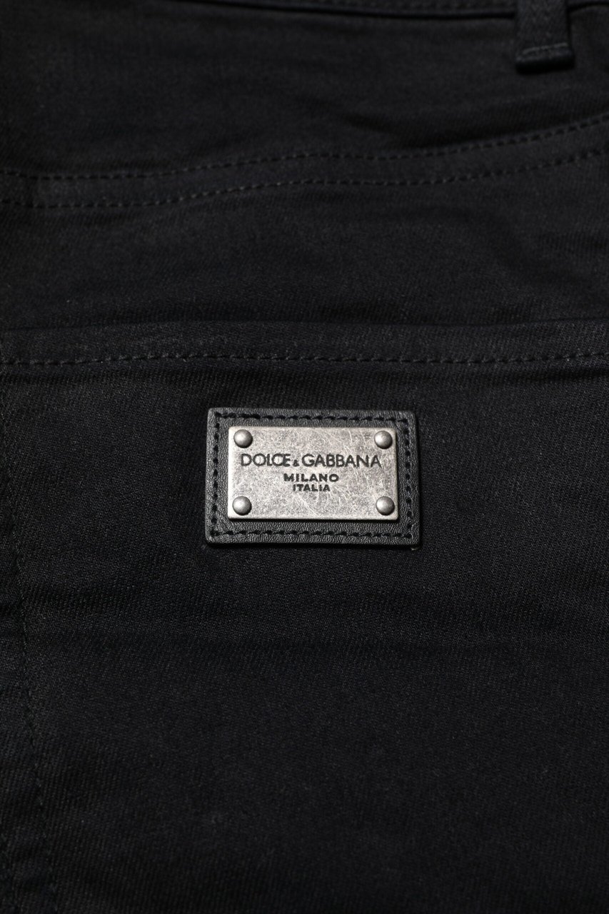 Dolce & Gabbana Black Cotton Skinny Denim Jeans Zwart