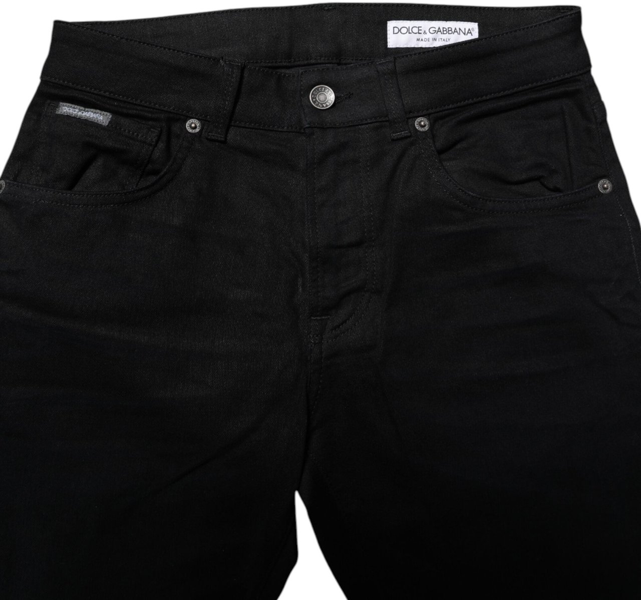 Dolce & Gabbana Black Cotton Skinny Denim Jeans Zwart
