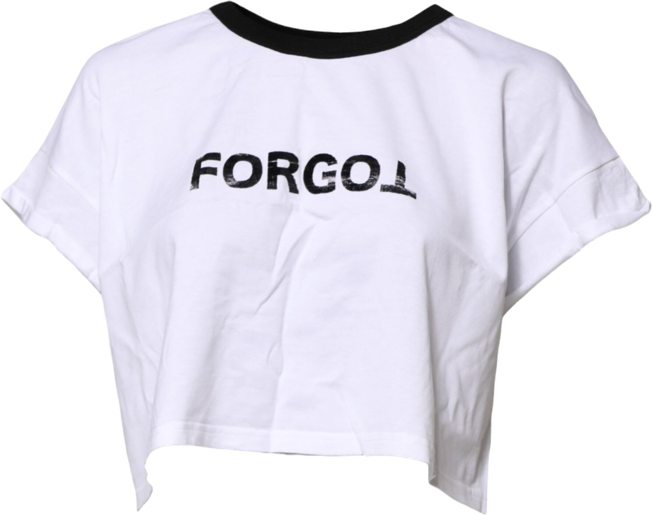 Dolce & Gabbana White Cotton Crew Neck Cropped Top T-shirt Wit