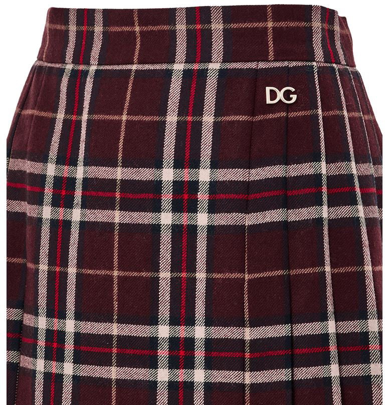Dolce & Gabbana Bordeaux Wool Mini Skirt Maroon