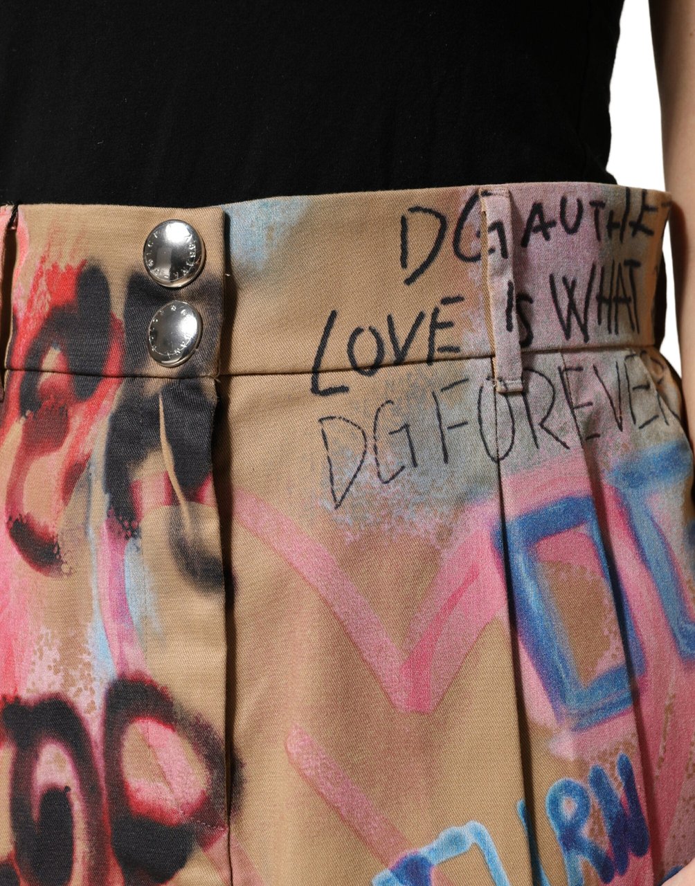 Dolce & Gabbana Beige Graffiti Print Cotton Blend Mini Skirt Beige