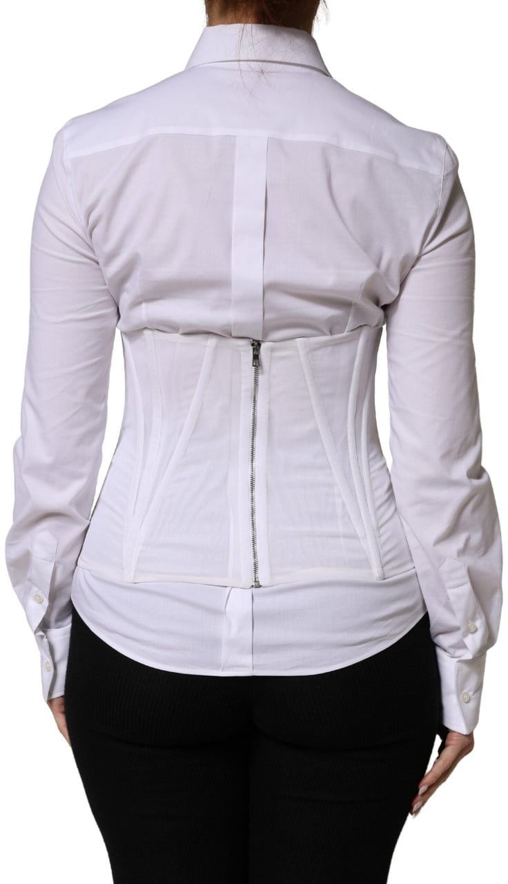 Dolce & Gabbana White Polyamide Waist Cincher Bustier Corset Top Wit