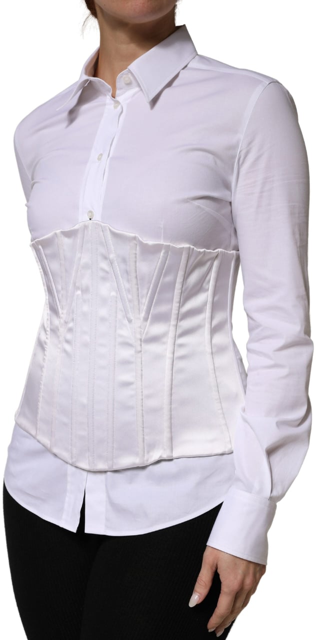 Dolce & Gabbana White Polyamide Waist Cincher Bustier Corset Top Wit