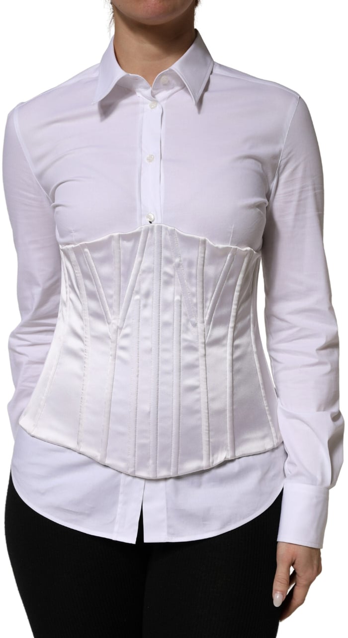 Dolce & Gabbana White Polyamide Waist Cincher Bustier Corset Top Wit