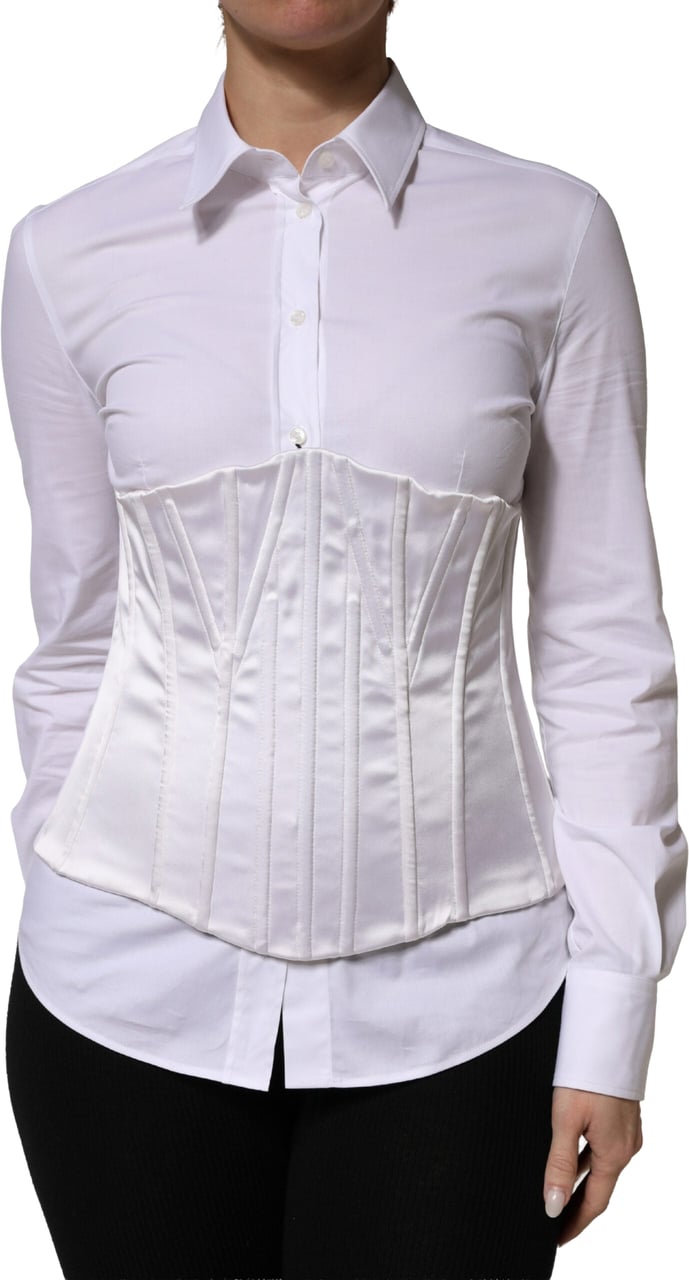 Dolce & Gabbana White Polyamide Waist Cincher Bustier Corset Top Wit