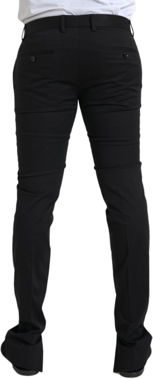 Dolce & Gabbana Black Cotton Stretch Skinny Dress Pants Zwart