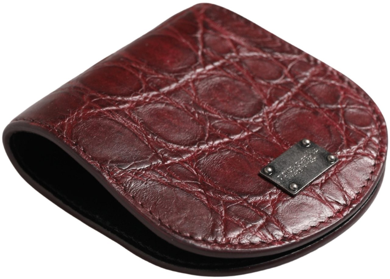 Dolce & Gabbana Burgundy Exotic Skin Condom Case Holder Pocket Wallet Maroon