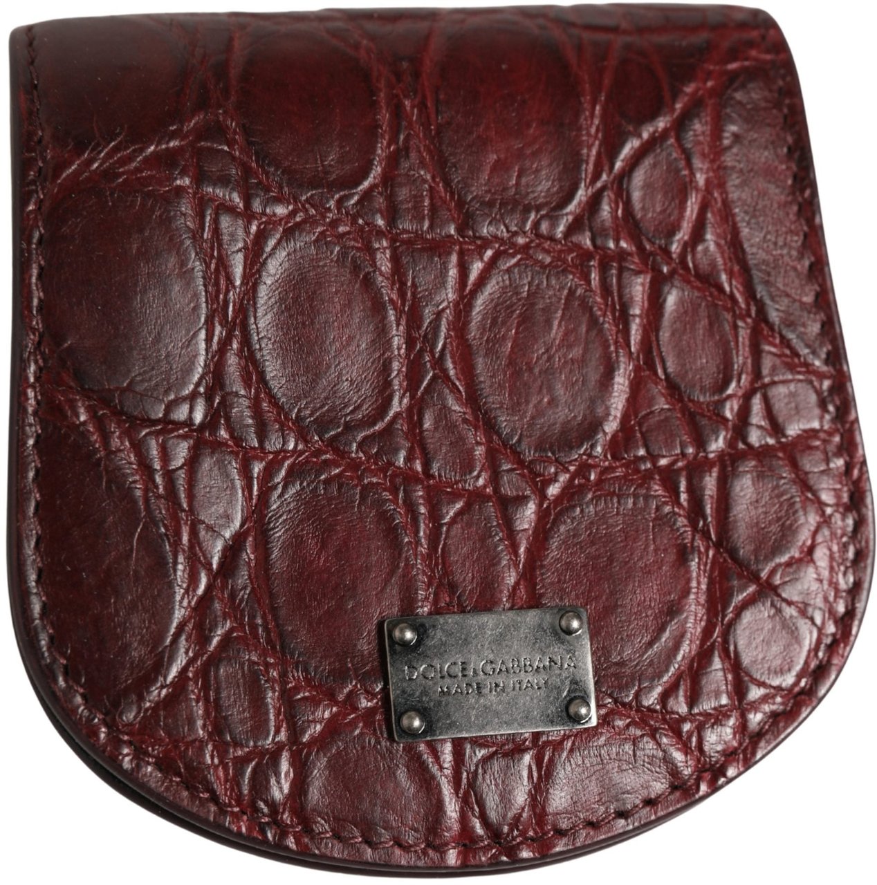 Dolce & Gabbana Burgundy Exotic Skin Condom Case Holder Pocket Wallet Maroon