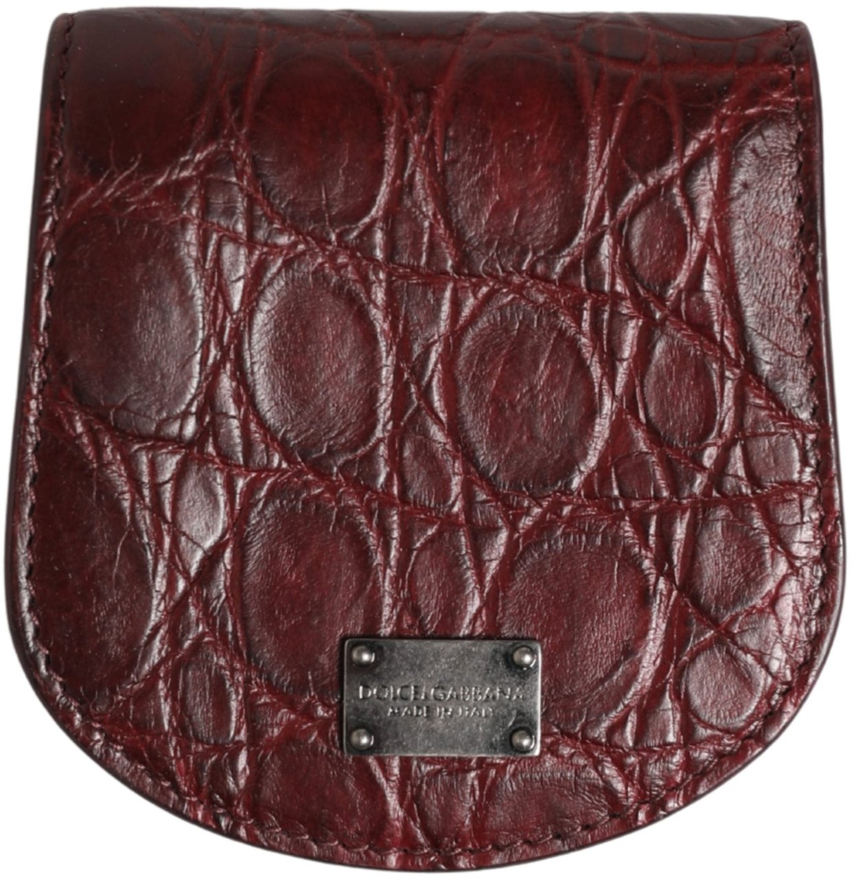 Dolce & Gabbana Burgundy Exotic Skin Condom Case Holder Pocket Wallet Maroon