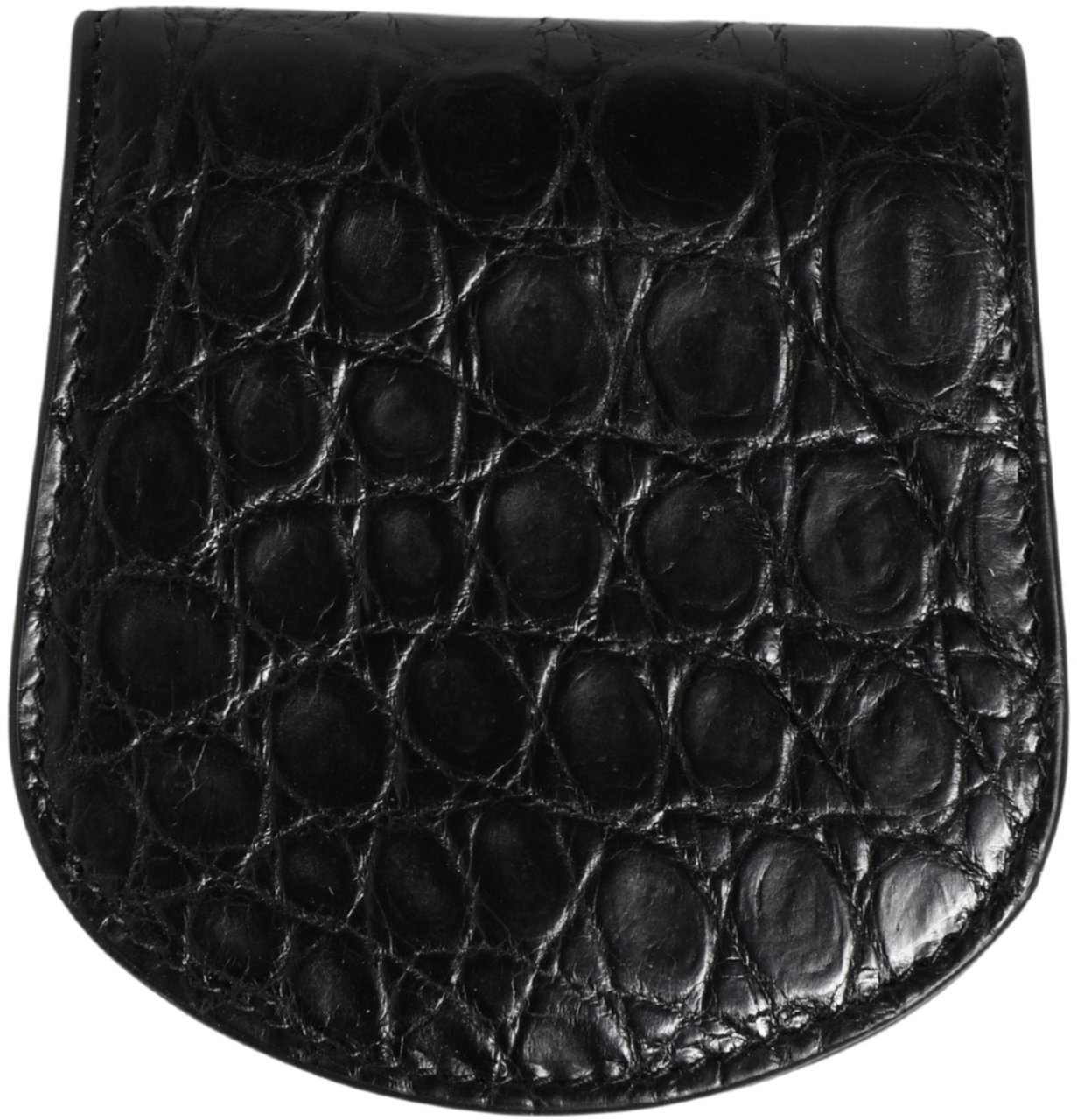 Dolce & Gabbana Black Exotic Skin Condom Case Holder Pocket Wallet Zwart