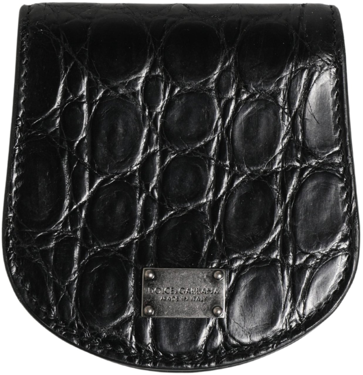Dolce & Gabbana Black Exotic Skin Condom Case Holder Pocket Wallet Zwart