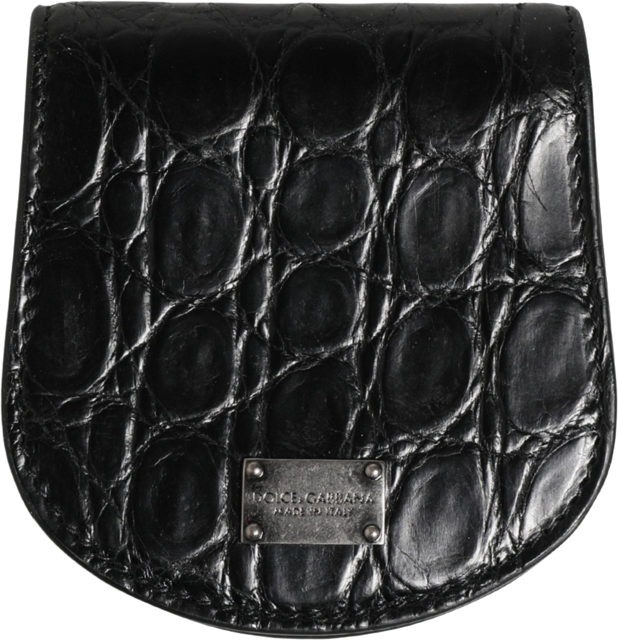 Dolce & Gabbana Black Exotic Skin Condom Case Holder Pocket Wallet Zwart