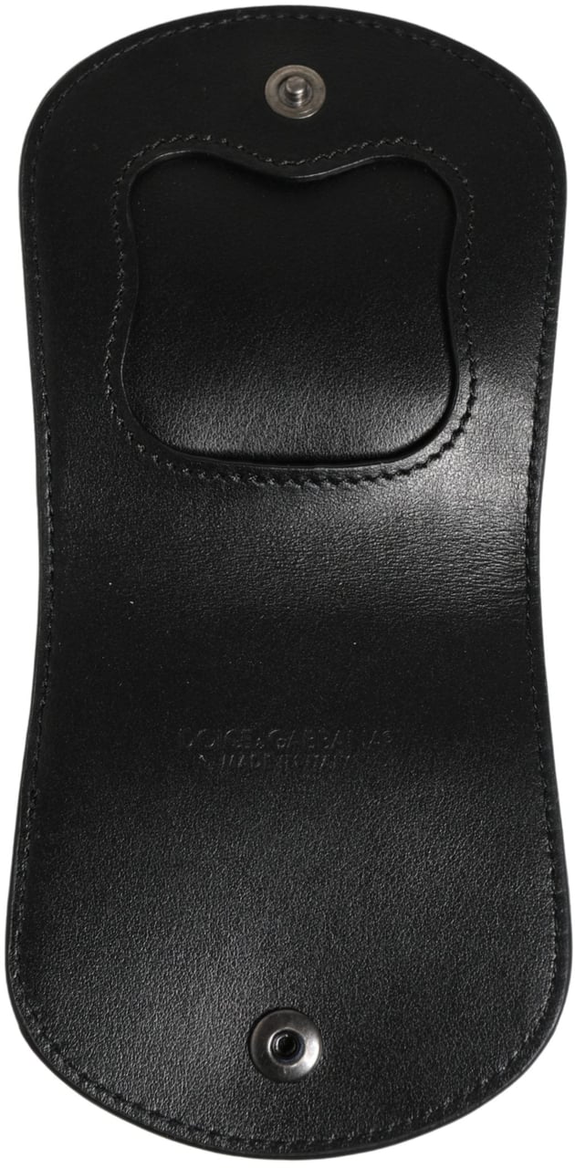 Dolce & Gabbana Black Exotic Skin Condom Case Holder Pocket Wallet Zwart
