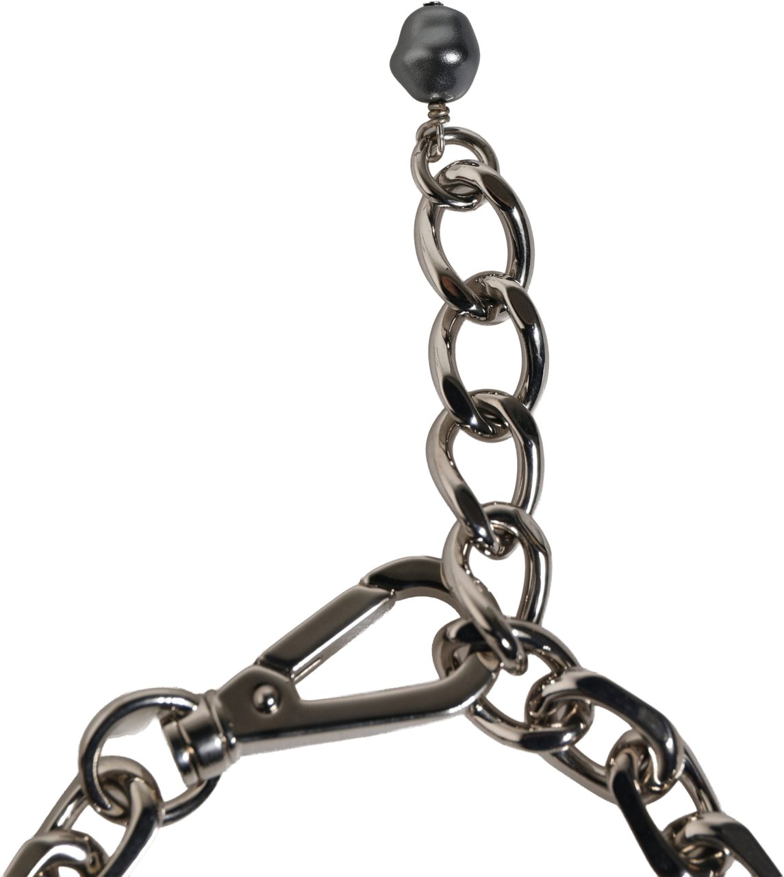 Dolce & Gabbana Silver Tone Chain Lobster Clasp Logo Gray Pearls Bracelet Grijs