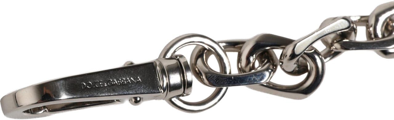 Dolce & Gabbana Silver Tone Chain Lobster Clasp Logo Gray Pearls Bracelet Grijs
