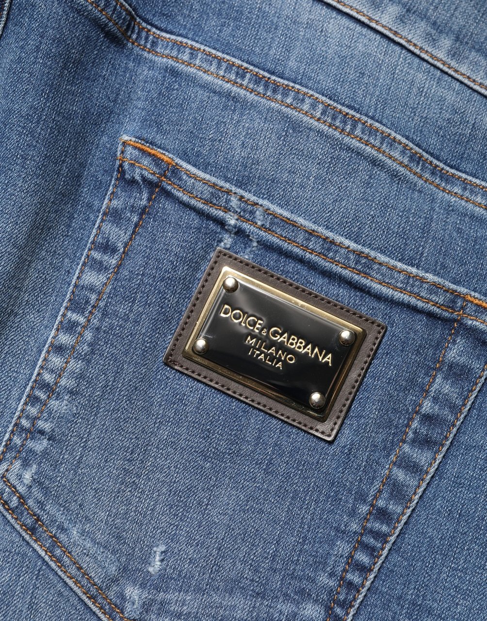 Dolce & Gabbana Blue Tattered Skinny Cotton Denim Jeans Blauw