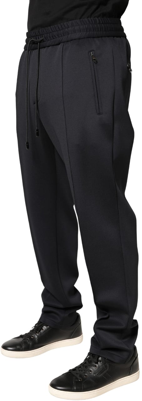 Dolce & Gabbana Black Polyester Skinny Jogger Trouser Pants Zwart