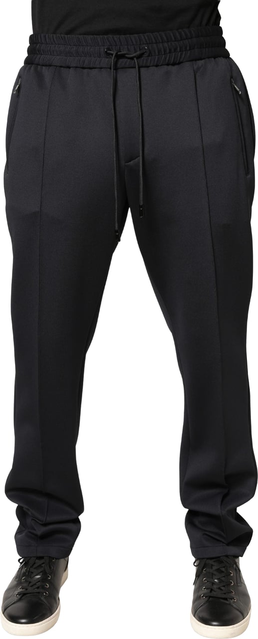 Dolce & Gabbana Black Polyester Skinny Jogger Trouser Pants Zwart