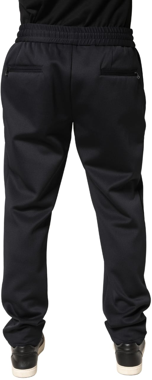 Dolce & Gabbana Black Polyester Skinny Jogger Trouser Pants Zwart