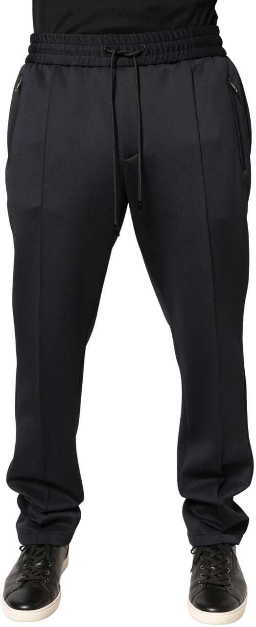 Dolce & Gabbana Black Polyester Skinny Jogger Trouser Pants Zwart