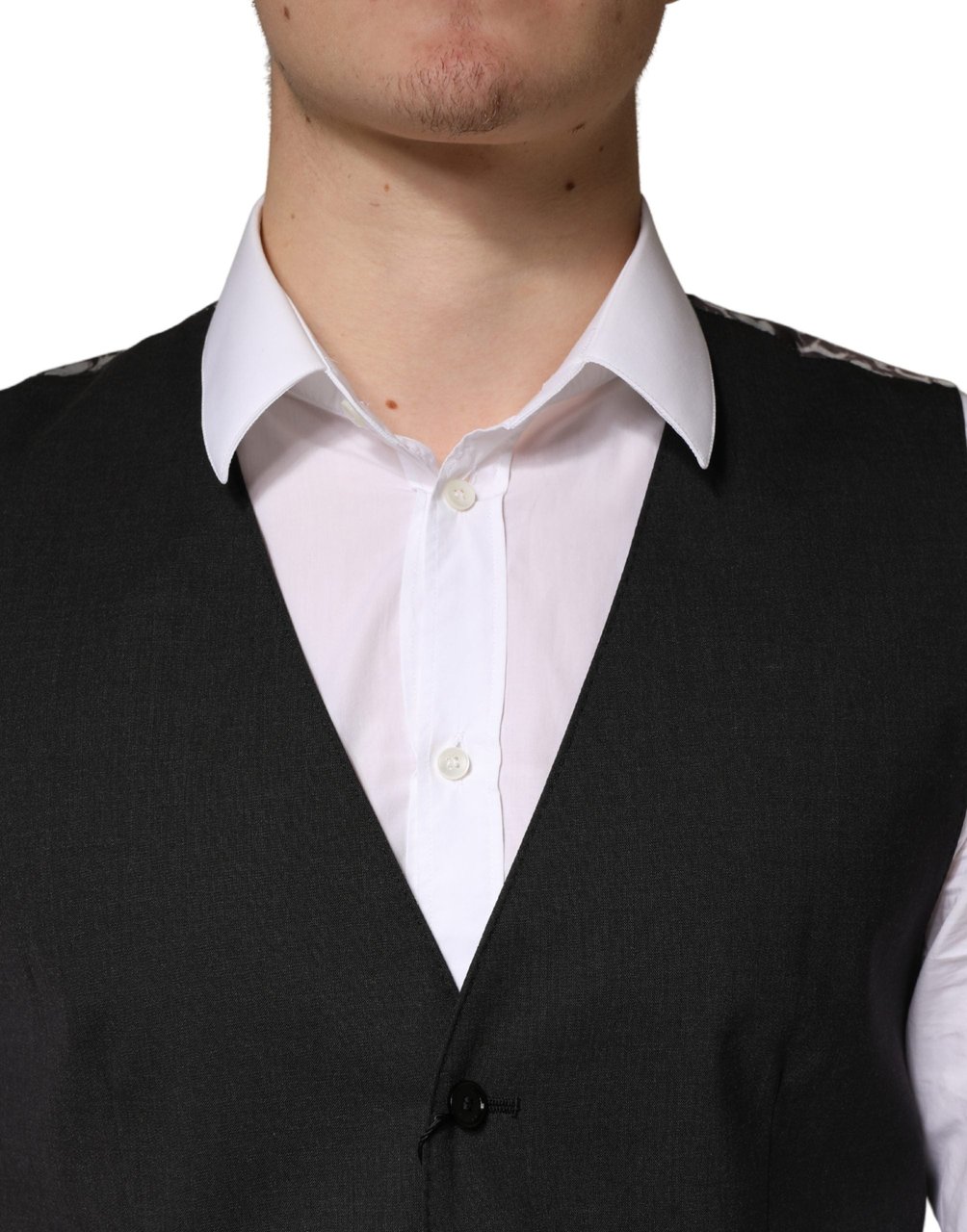 Dolce & Gabbana Black Wool Dress Men Formal Waistcoat Vest Zwart