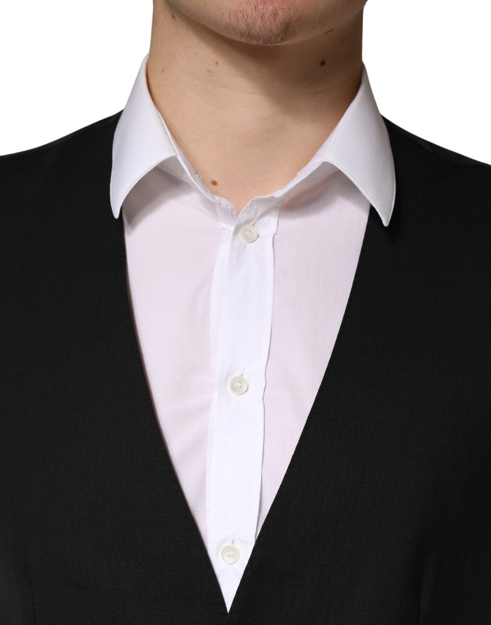 Dolce & Gabbana Black Wool Dress Men Formal Waistcoat Vest Zwart