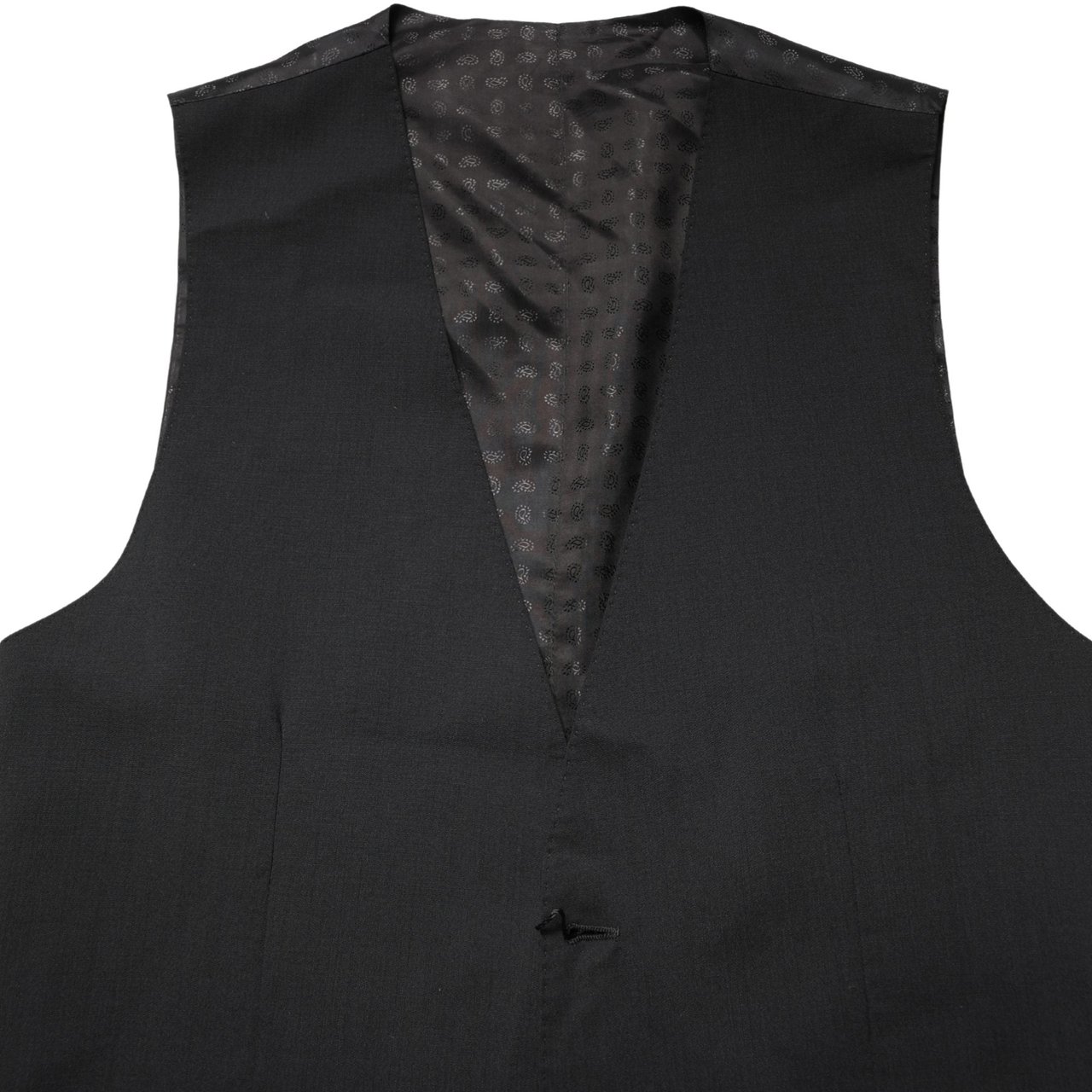 Dolce & Gabbana Black Wool Dress Men Formal Waistcoat Vest Zwart