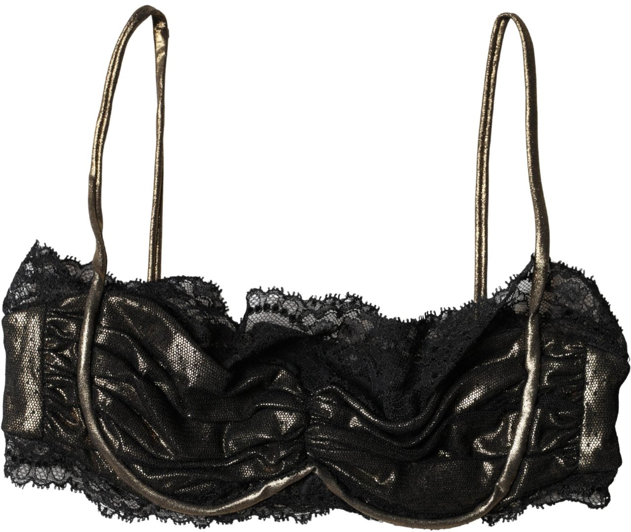 Dolce & Gabbana Black Silk Underwired Balconnet Bra Underwear Zwart