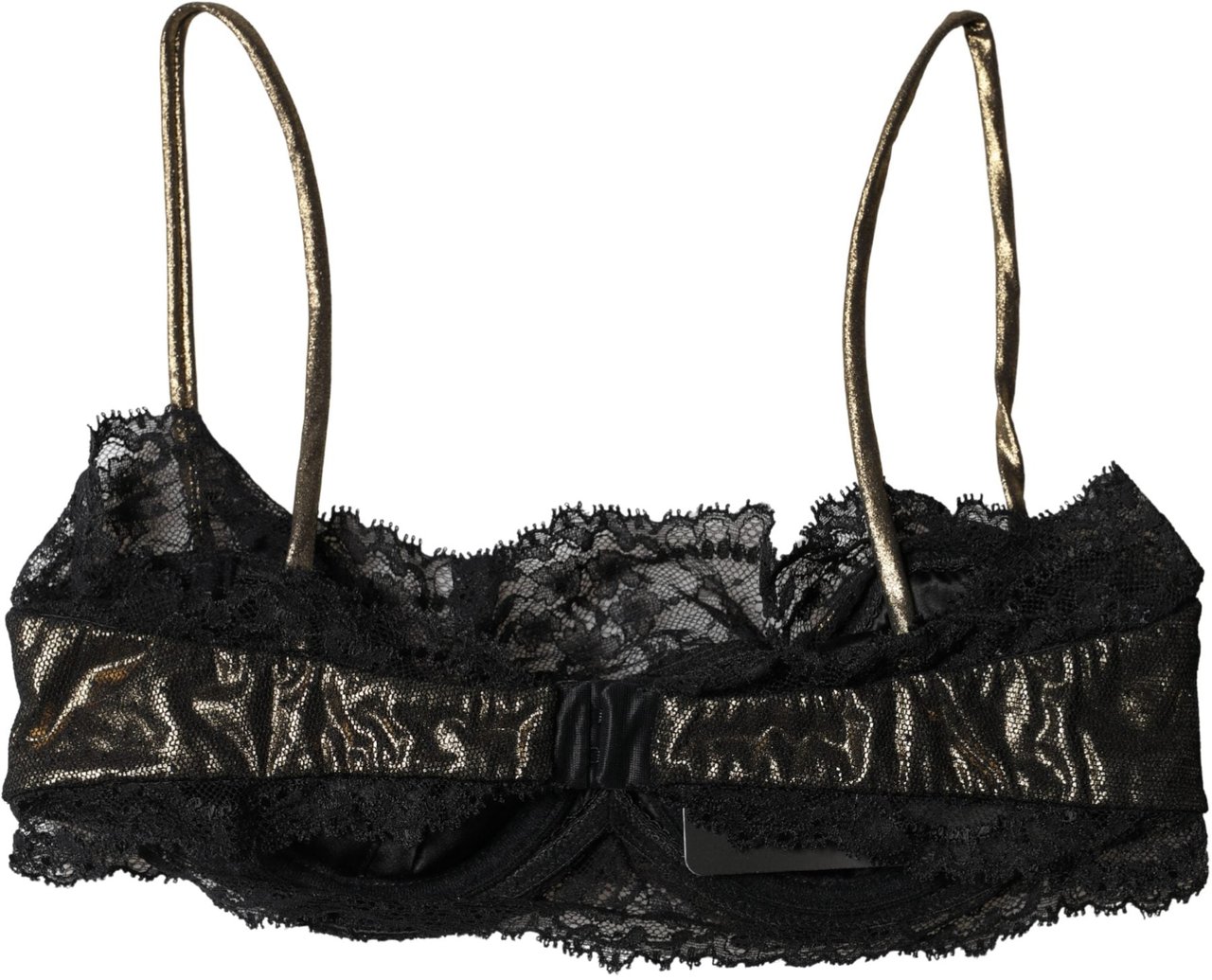 Dolce & Gabbana Black Silk Underwired Balconnet Bra Underwear Zwart