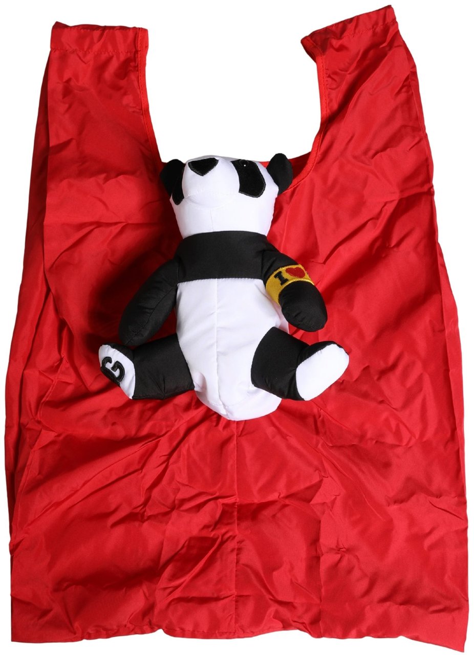 Dolce & Gabbana Men Red Polyester Panda Stuffed Ecobag Tote Borse Bag Wit