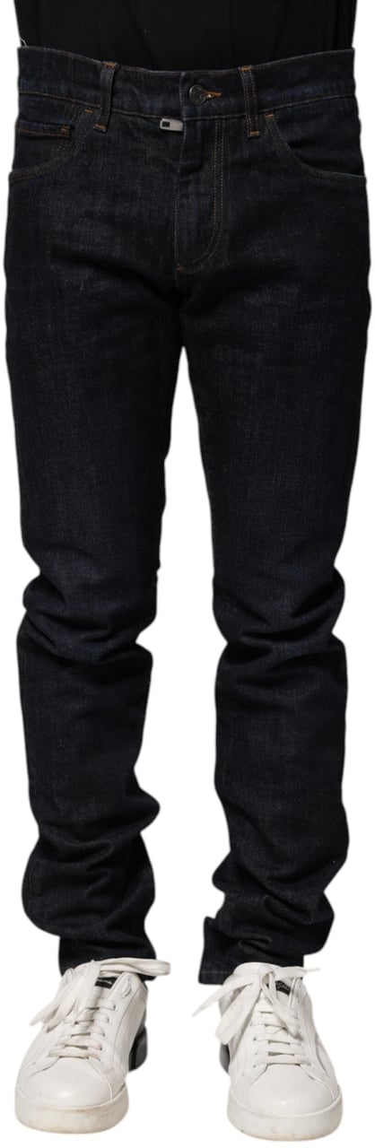 Dolce & Gabbana Black Cotton Skinny Denim Men Jeans Zwart