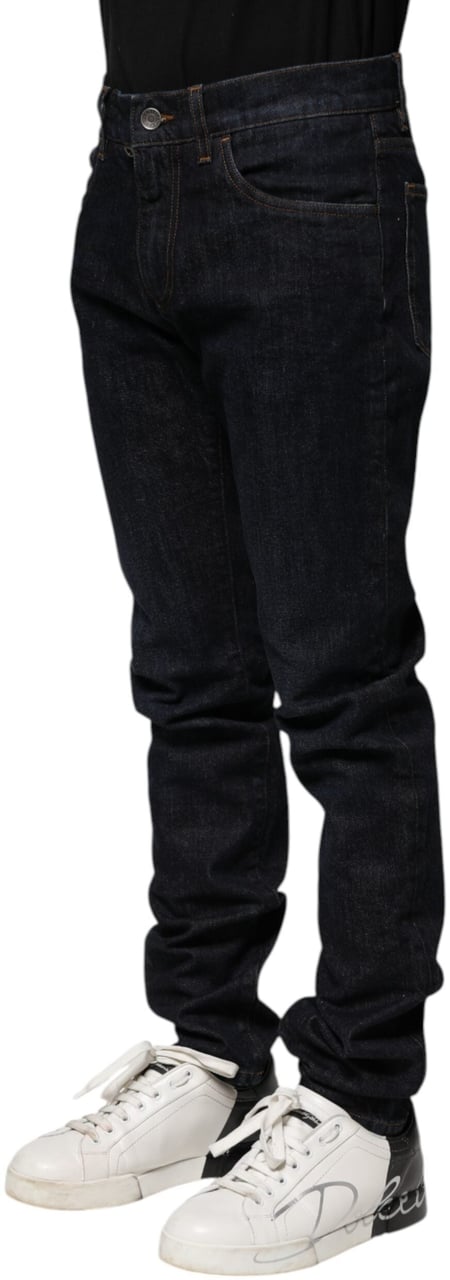 Dolce & Gabbana Black Cotton Skinny Denim Men Jeans Zwart