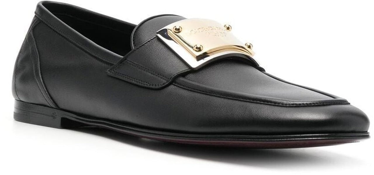 Dolce & Gabbana Dolce & Gabbana Leather Logo Loafers Zwart