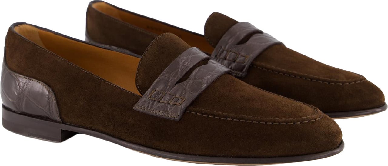 Dolce & Gabbana Heren DG Croco / Suede Loafers Bruin