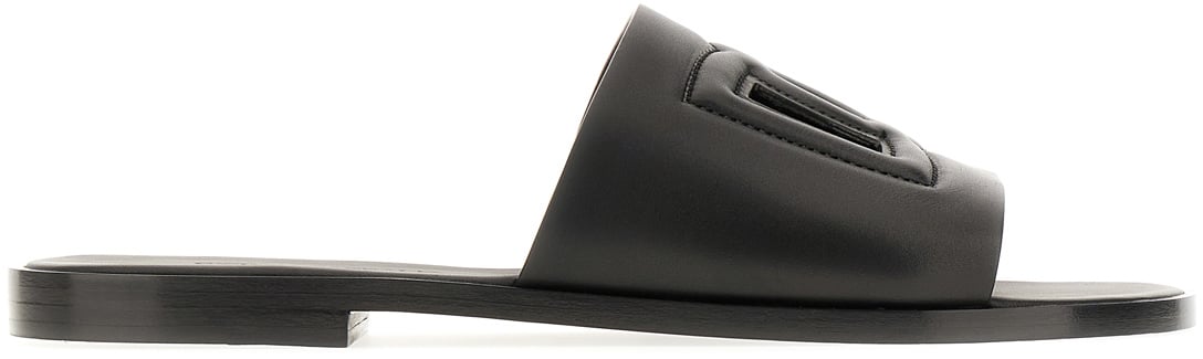 Dolce & Gabbana Dolce&gabbana Black leather slippers Zwart